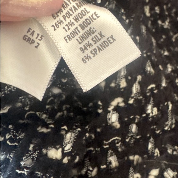 St. John Collection Black and White Tweed Pattern Shift Midi Dress Size 2 - Picture 4 of 11